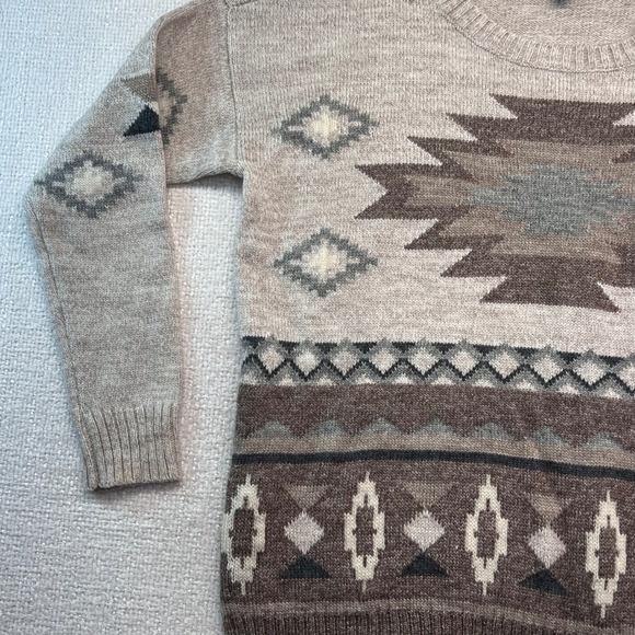 American Eagle Aztec Geometric‎ Pattern Crew Neck Knit Sweater Women L - Picture 5 of 16